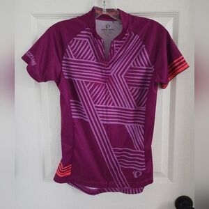 Pearl Izumi Burgundy Purple Cycling Jersey, Short Sleeves Full Zip, Back Pockets